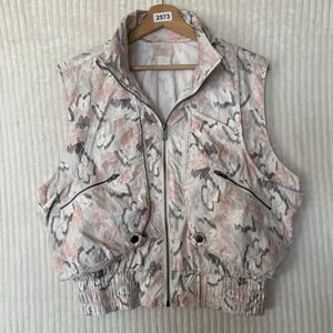 Free People FP Movement Off the Grid Vest Sz Small Ivory Floral Athleisure